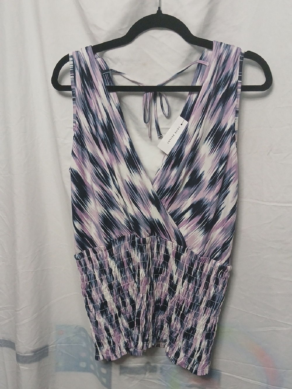 Lane Bryant Navy, Lilac & White Abstract Knit Top
